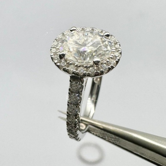 Moissanite Engagement Ring Oval Cut GRA Certified Wedding Anniversary 18K 925 - Picture 2 of 14